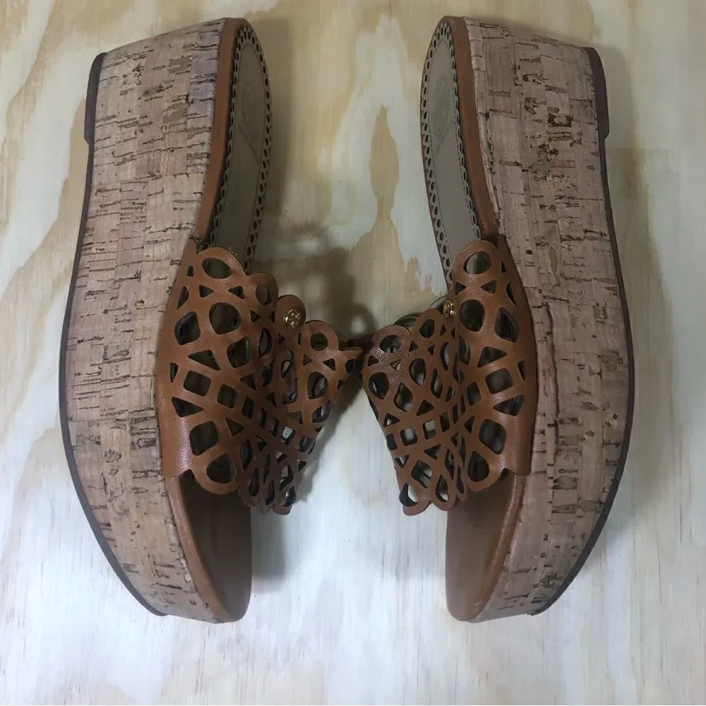 Tory Burch Elaine Wedge Sandals Size 8